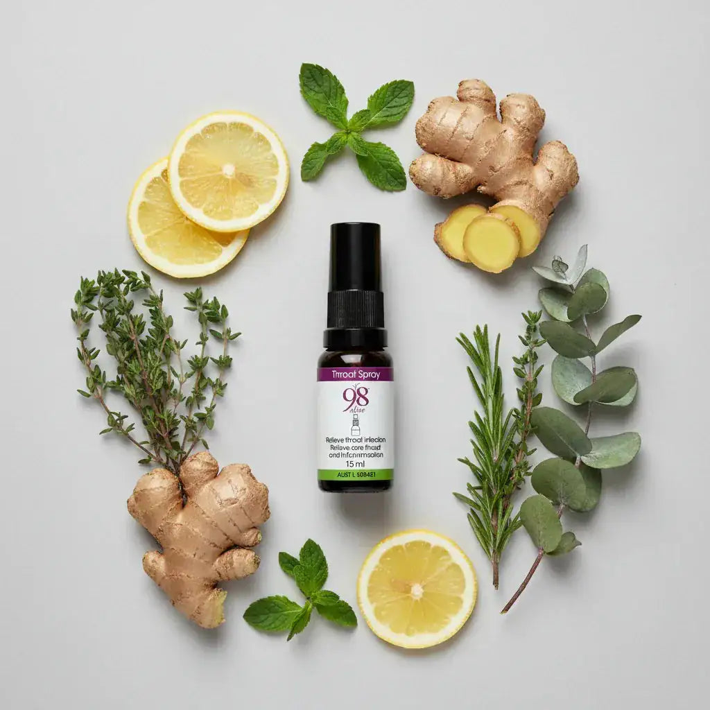98 Alive Throat Spray - Flat Lay