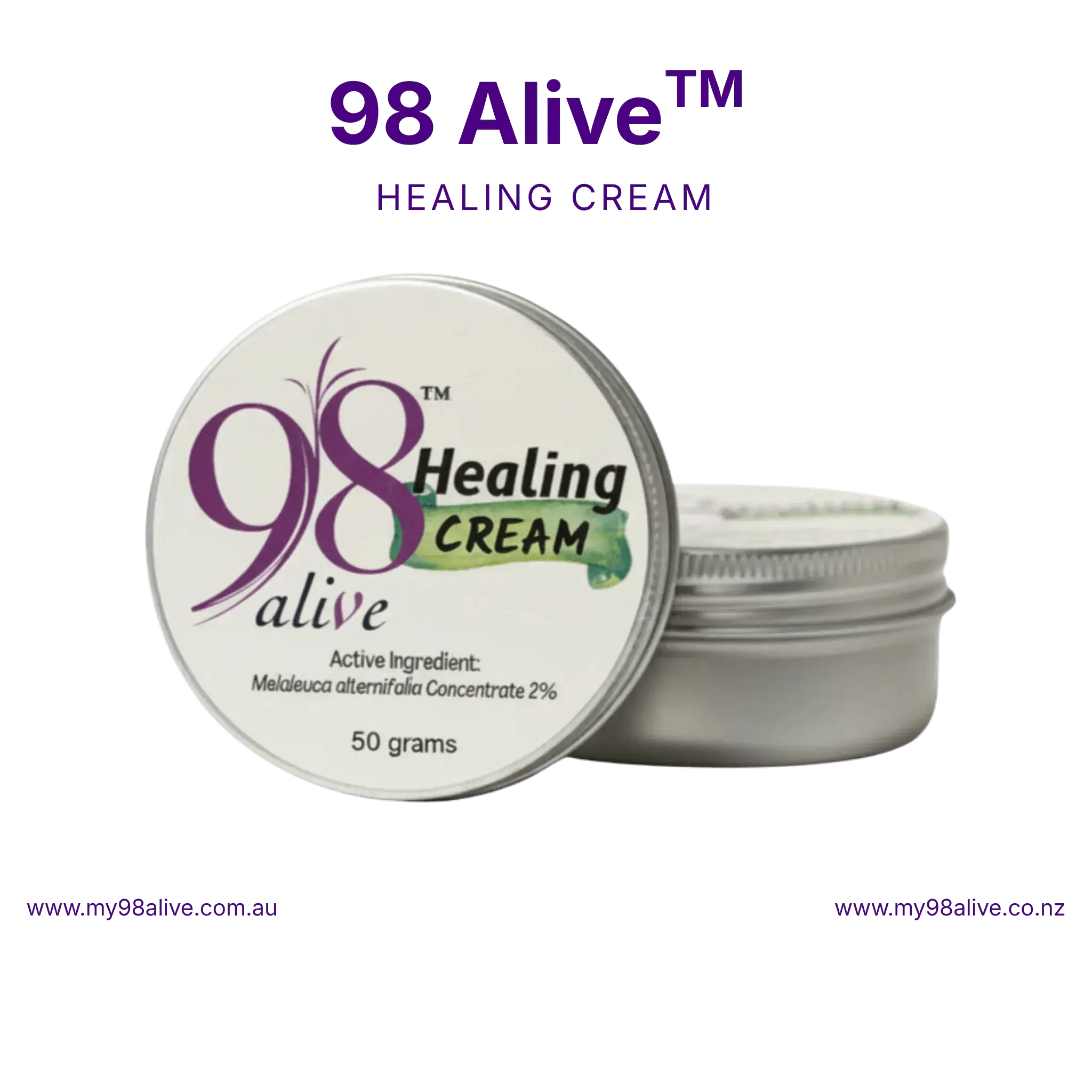 98 Alive Healing Cream container on a solid background