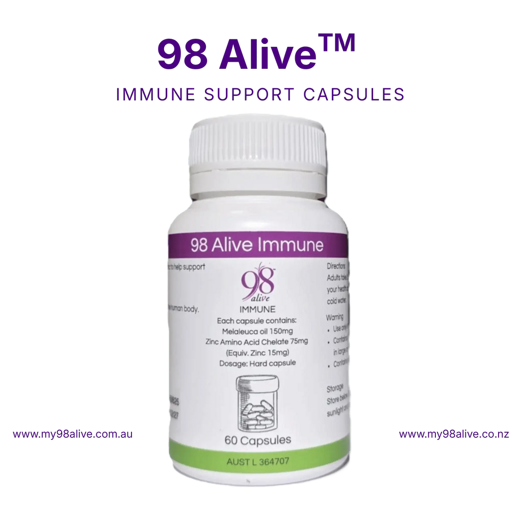 98 Alive immune support capsules bottle on a white background